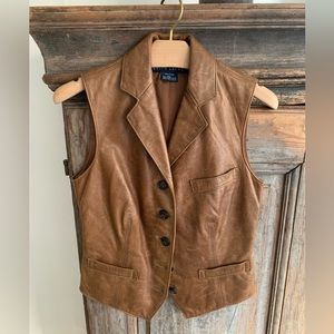 Ralph Lauren blue label brown leather vest size 2
